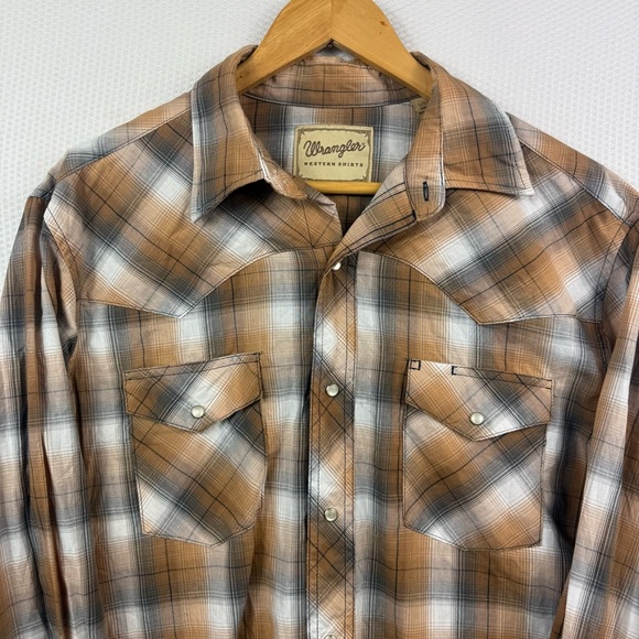 Men’s Pearl Snap Wrangler Western Button Down Size Large - Picture 2 of 7